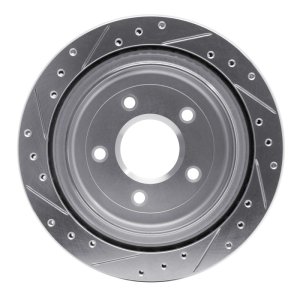 Cadillac XLR Brake Rotor (1) - Rear Right - R1 Concepts - Drilled & Slotted - Silver - `97-`13